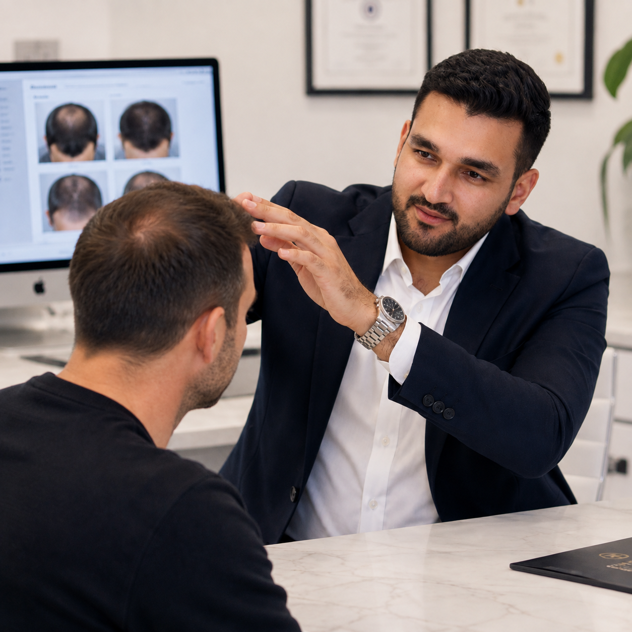 Dr Raja assessing a patient during consultation